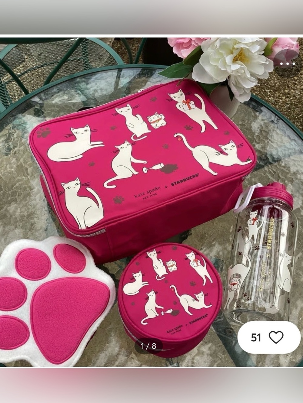 NEW- Kate Spade & Starbucks Collab- Pink Paw Travel Set - Picture 3 of 5